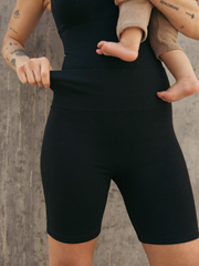 Bamboo Maternity & Postpartum Bike Short | Black