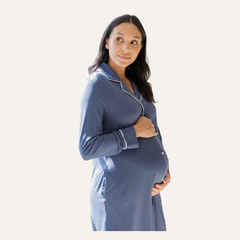 Clea Bamboo Long Sleeve Sleep Shirt | Slate Blue