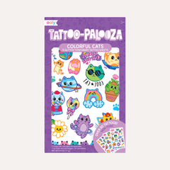 Tattoo-Palooza Temporary Tattoos - Colorful Cats - 3 Sheets