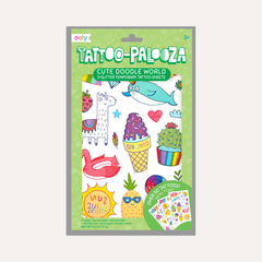 Tattoo-Palooza Temporary Tattoos - Cute Doodle World - 3 Sheets