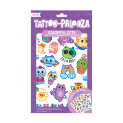 Tattoo-Palooza Temporary Tattoos - Colorful Cats - 3 Sheets