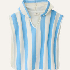 Organic Cotton Toddler Poncho Towel | Blue Wide Stripe