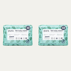 Baby Wipes 3 X 60 per Pack (180 Wipes) 100% Plastic-Free & Plant Based Wipes, 99% Water, Suitable for Sensitive & Eczema-Prone Skin, Fragrance Free & Hypoallergenic, EWG, Cruelty Free (Pack of 2)