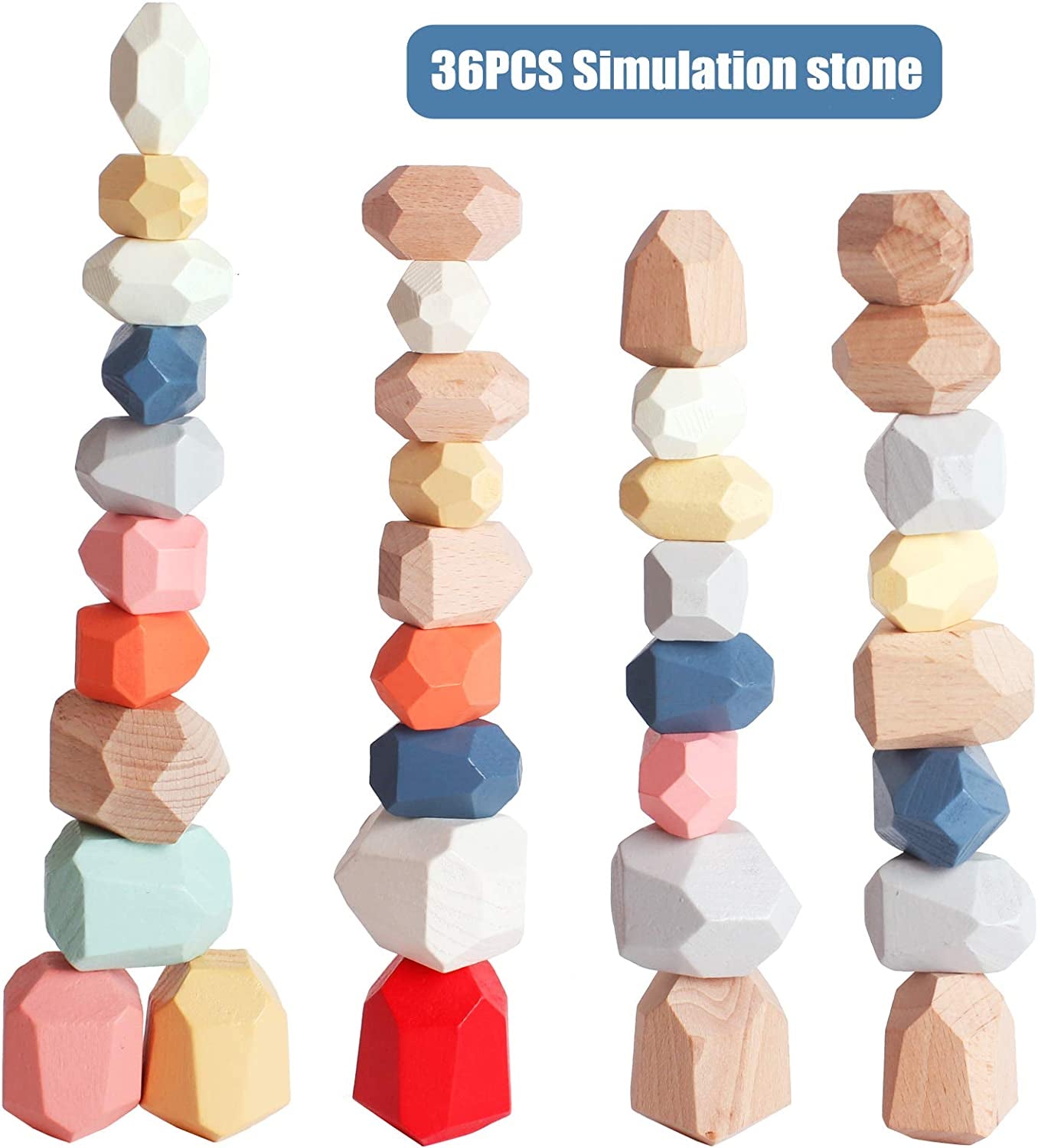 BESTAMTOY 36 PCS Wooden Sorting Stacking Rocks Stones,Sensory Toddler Toys Learning Montessori Toys, Building Blocks Game for Kids 3 4 5 6 Years Boy and Girl Birthday Gifts for Kids BESTAMTOY 36 PCS Wooden Sorting Stacking Rocks Stones,Sensory Toddler Toys Learning Montessori Toys, Building Blocks Game for Kids 3 4 5 6 Years Boy and Girl Birthday Gifts for Kids