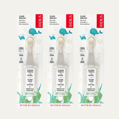 RADIUS Children'S Toothbrush Pure Brush Ultra Soft BPA Free ADA Accepted Designed for Delicate Teeth for Kids 6 Months and up - Clear - Pack of 3