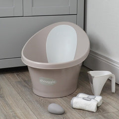 Newborn Baby Bath | Built in Support Bump and Soft Backrest | Suitable from Newborn | Bath Seat Support Includes Plug | Taupe