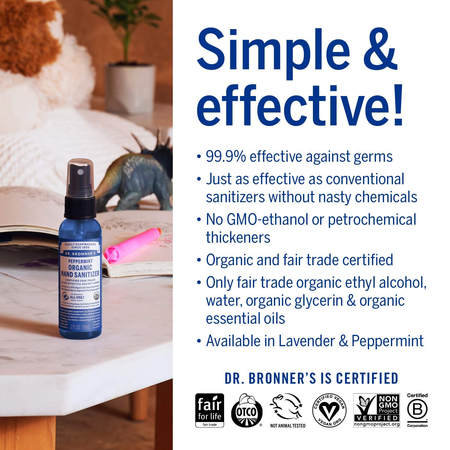 Dr. Bronner'S - Organic Hand Sanitizer Spray (Peppermint, 2 Ounce, 2-Pack) - Simple & Effective Formula, Cleanses & Sanitizes, No Harsh Chemicals, Moisturizes & Cleans Hands Dr. Bronner'S - Organic Hand Sanitizer Spray (Peppermint, 2 Ounce, 2-Pack) - Simple & Effective Formula, Cleanses & Sanitizes, No Harsh Chemicals, Moisturizes & Cleans Hands