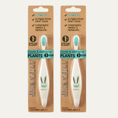 Jack N' Jill Kids Toothbrush - Extra Soft Bristle Toothbrush for Kids, Handle & Packaging Made from Plants (Corn), Ergonomic Handle for Little Hands - Bunny Baby (2 Pack)