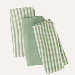 Organic Muslin Burp Cloth (Three-Pack) | Sage Stripe