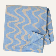 Organic Muslin Swaddle | Blue Waves