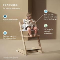 Stokke Tripp Trapp High Chair 2, Natural - Includes Chair + Baby Set with Removable Harness for Children 6-36 Months - Adjustable, Ergonomic & Easy to Clean