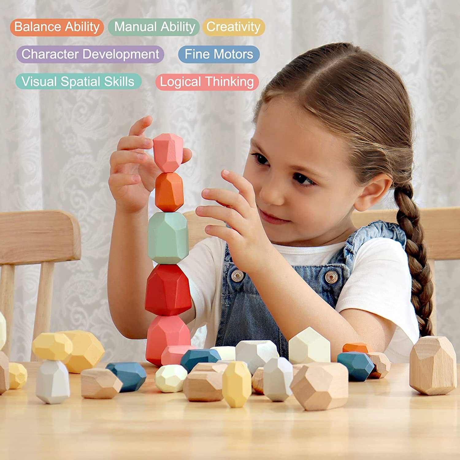 BESTAMTOY 36 PCS Wooden Sorting Stacking Rocks Stones,Sensory Toddler Toys Learning Montessori Toys, Building Blocks Game for Kids 3 4 5 6 Years Boy and Girl Birthday Gifts for Kids BESTAMTOY 36 PCS Wooden Sorting Stacking Rocks Stones,Sensory Toddler Toys Learning Montessori Toys, Building Blocks Game for Kids 3 4 5 6 Years Boy and Girl Birthday Gifts for Kids