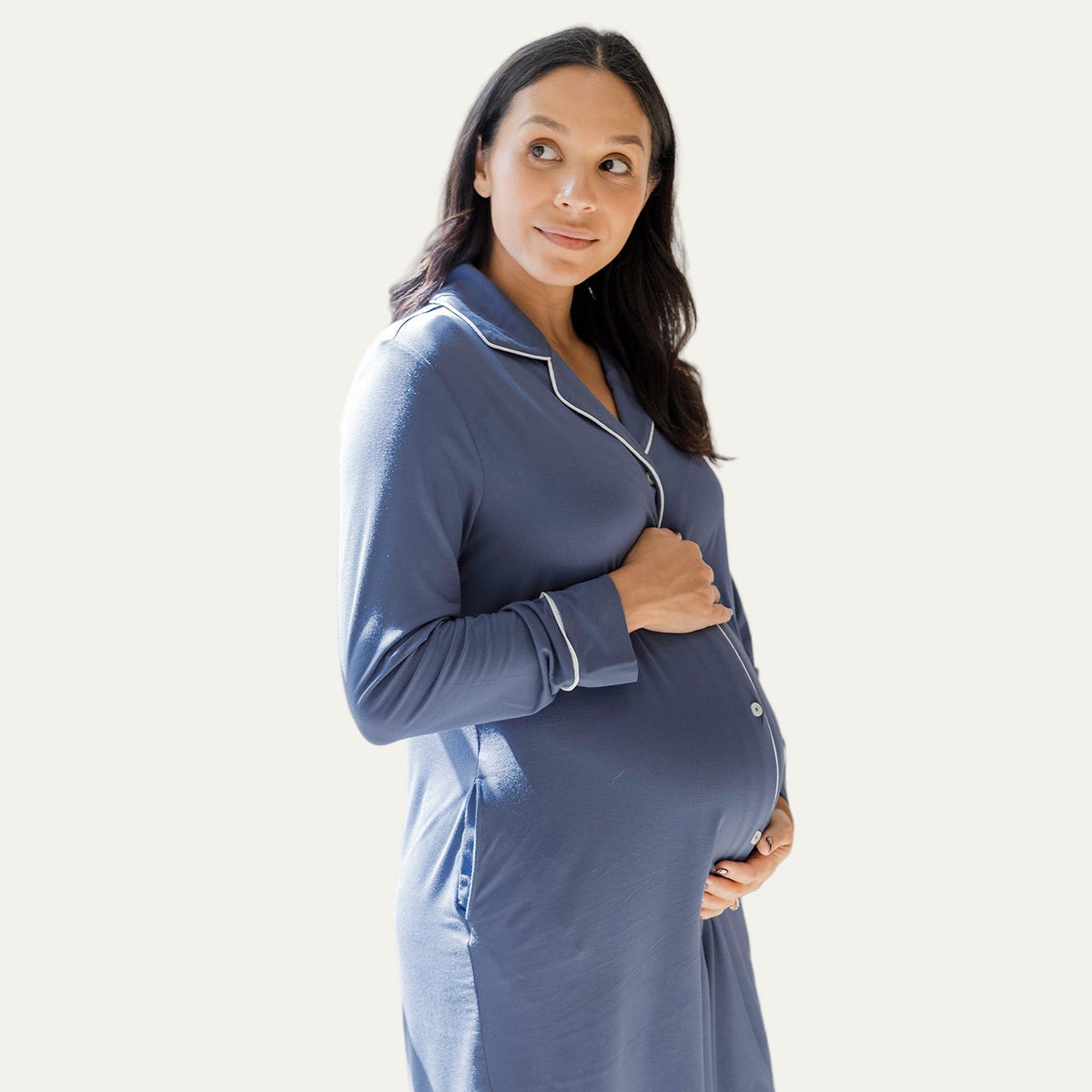 Clea Bamboo Long Sleeve Sleep Shirt | Slate Blue