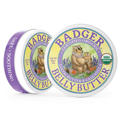 Badger - Belly Butter, Cocoa Butter & Calendula, Certified Organic Belly Butter, Vitamin E Belly Butter, Coconut Oil Belly Butter, Pregnant Belly Butter for Stretched Skin, 2 Oz