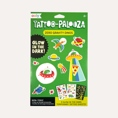 Tattoo-Palooza Glow in the Dark Temporary Tattoos - Zero Gravity Dinos - 3 Sheets