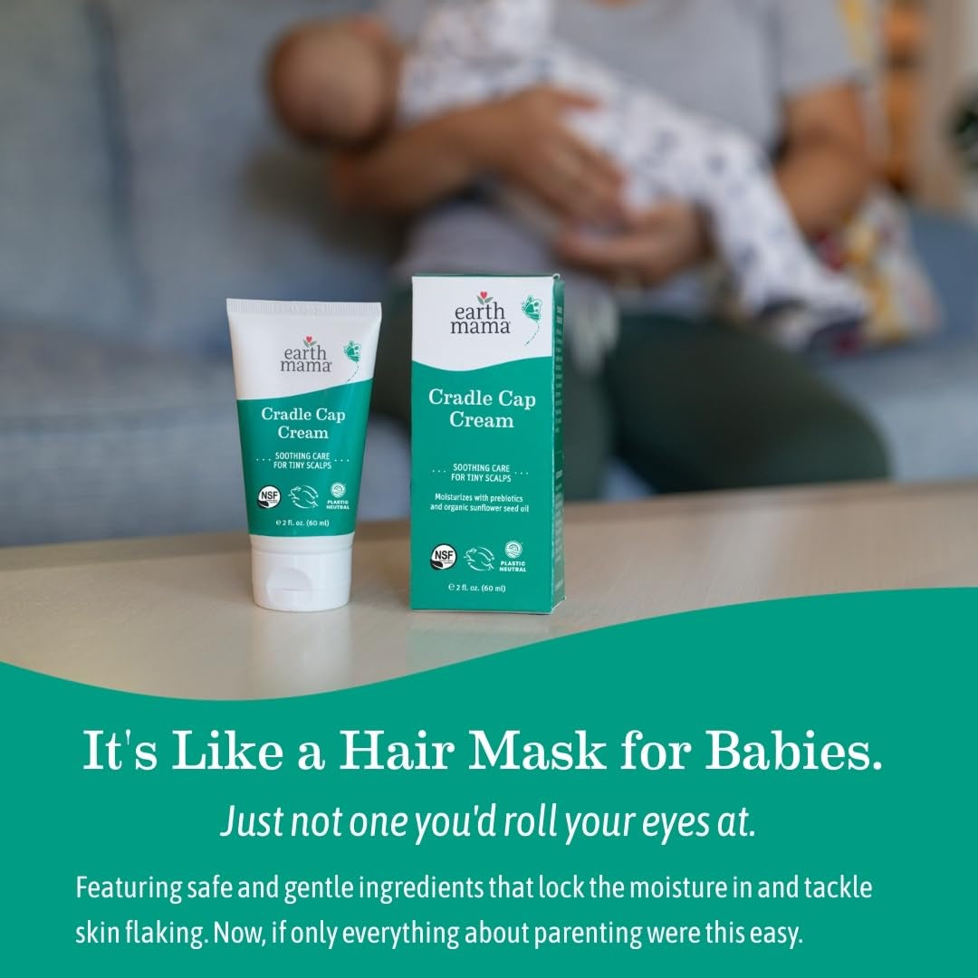 Earth Mama Cradle Cap Cream, 2 Oz – Gentle Cradle Cap Cream for Babies, Organic Scalp Moisturizer to Help Soften Flakes, Cradle Cap Kit Essential (Pack of 2)