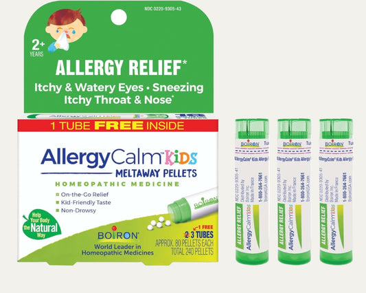 Boiron Allergycalm Kids Pellets for Relief from Allergy and Hay Fever Symptoms of Sneezing, Runny Nose, and Itchy Eyes or Throat - 240 Count, White