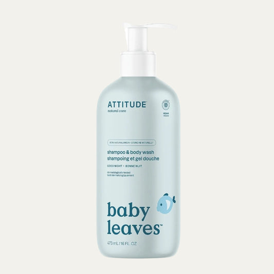 ATTITUDE 2-In-1 Shampoo and Body Wash for Baby, EWG Verified, Dermatologically Tested, Vegan, Good Night, 16 Fl Oz