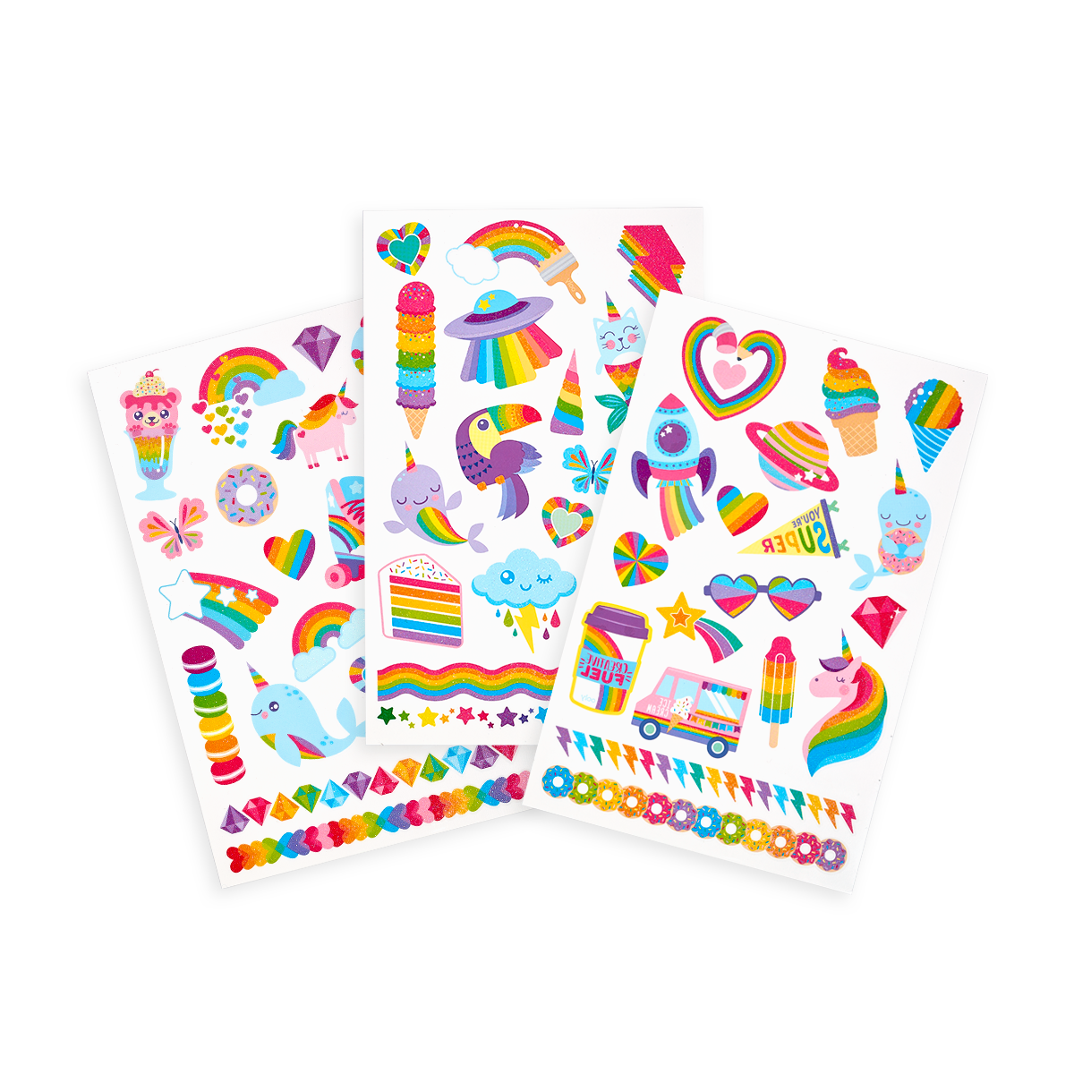 Tattoo-Palooza Temporary Tattoos - Over the Rainbow - 3 Sheets