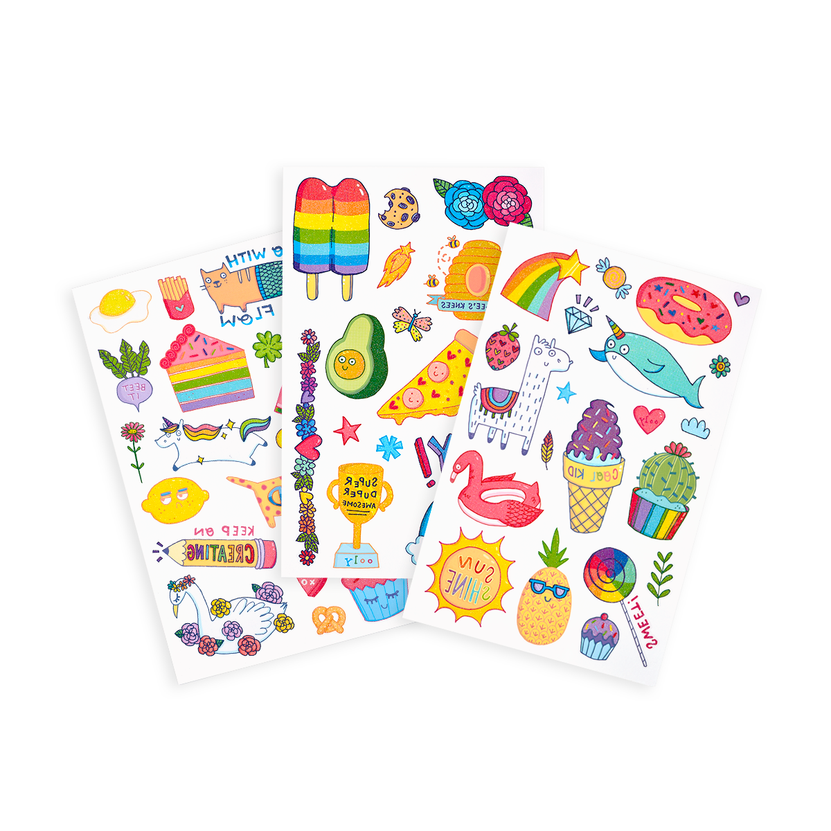 Tattoo-Palooza Temporary Tattoos - Cute Doodle World - 3 Sheets
