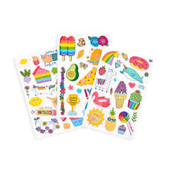 Tattoo-Palooza Temporary Tattoos - Cute Doodle World - 3 Sheets