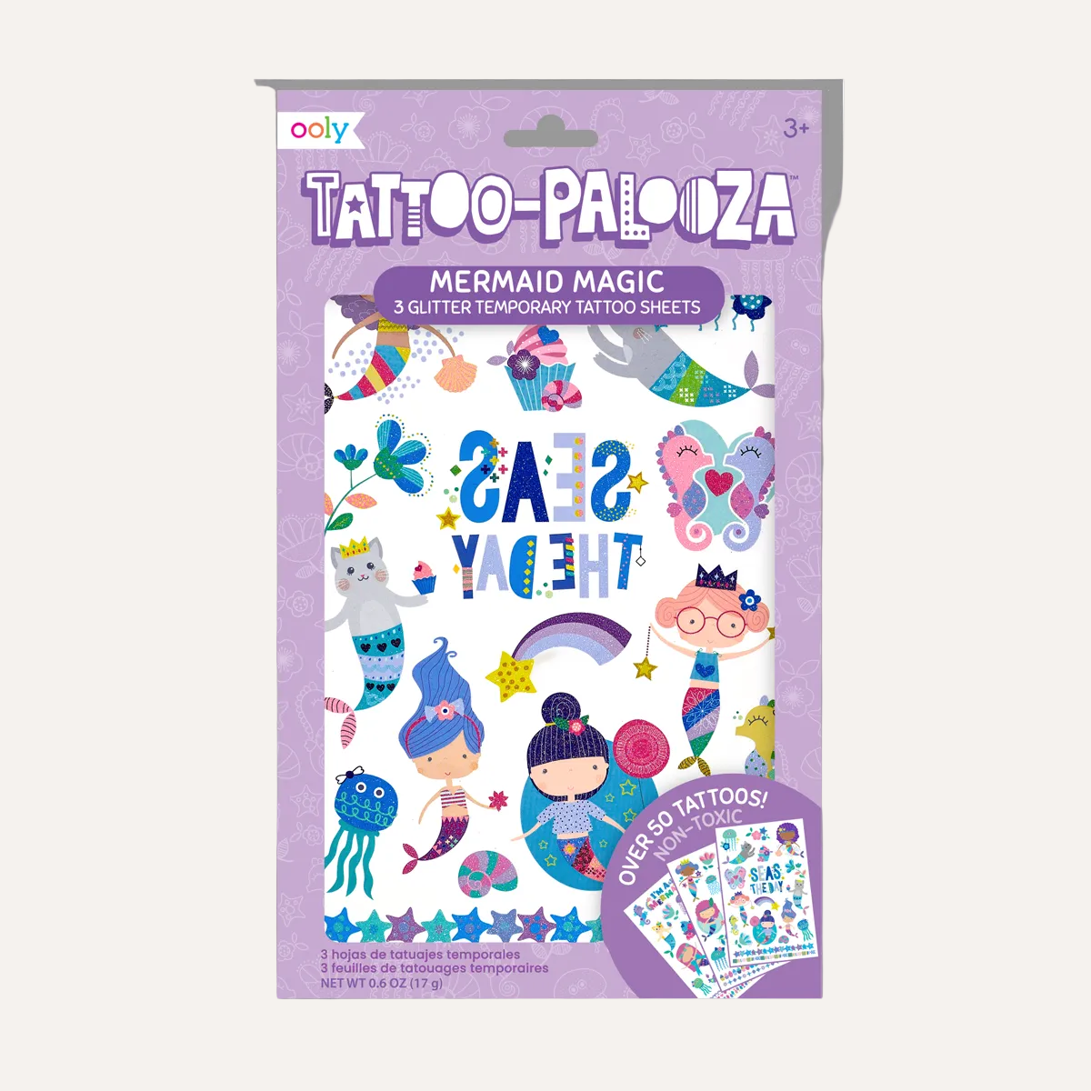 Tattoo-Palooza Temporary Tattoos - Mermaid Magic - 3 Sheets