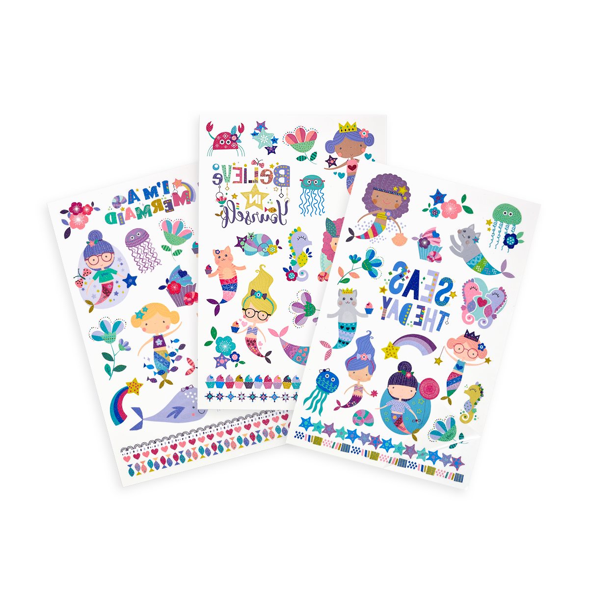 Tattoo-Palooza Temporary Tattoos - Mermaid Magic - 3 Sheets