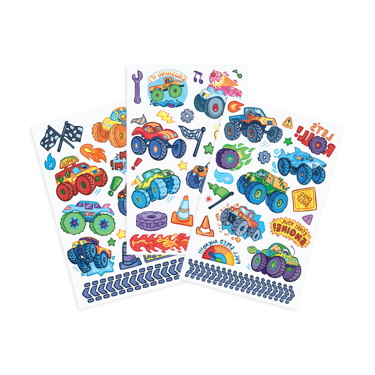 Tattoo-Palooza Temporary Tattoos - Monster Truck - 3 Sheets