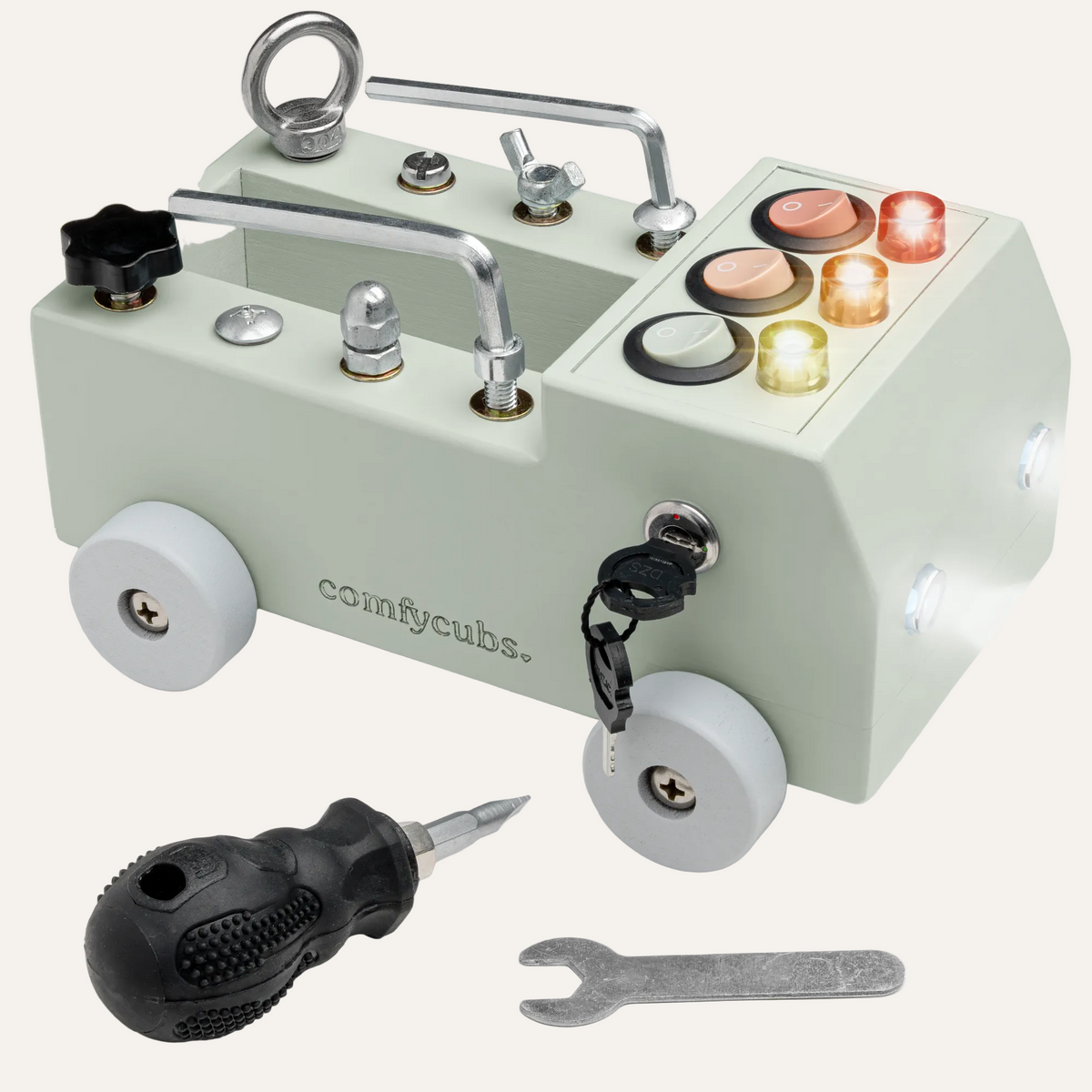 Busy Board Toy Truck Set for 3+ in Sage