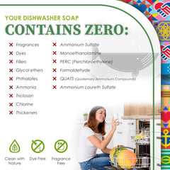 Truly Free Dishwasher Soap, 12.5Oz Bag - Natural Concentrated Formula - Dish Soap, Dishwasher Detergent Cleaning Supplies, Hard Water Stain Remover, Sparkling Clean Dishes, No Harmful Ingredients