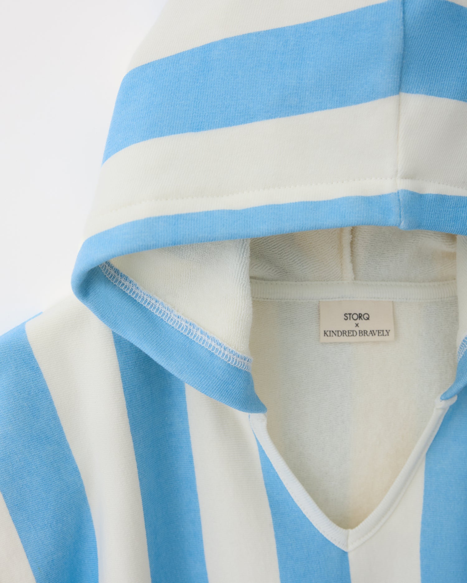 Organic Cotton Toddler Poncho Towel | Blue Wide Stripe