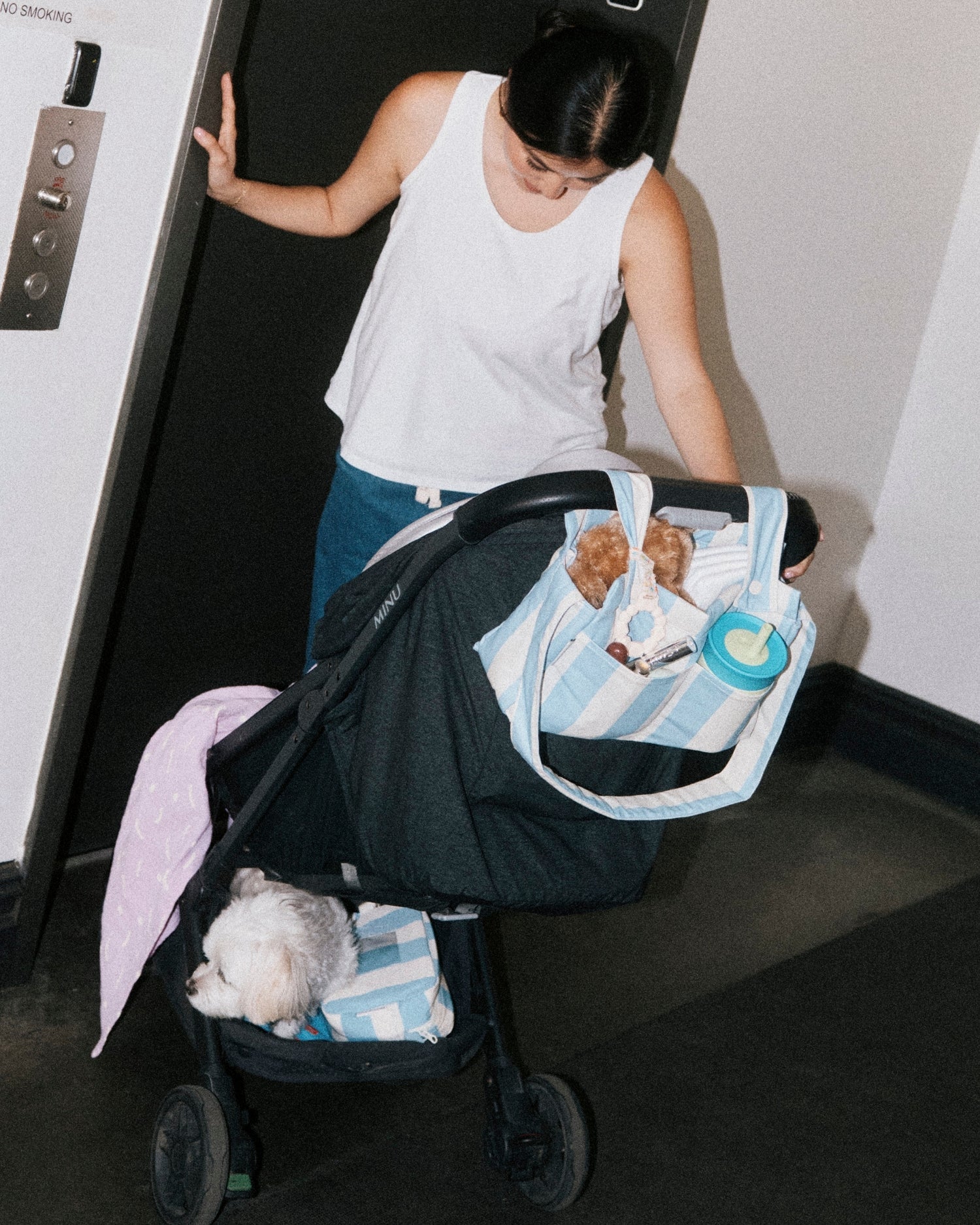 Stroller Party™ Caddy Bag | Blue Wide Stripe