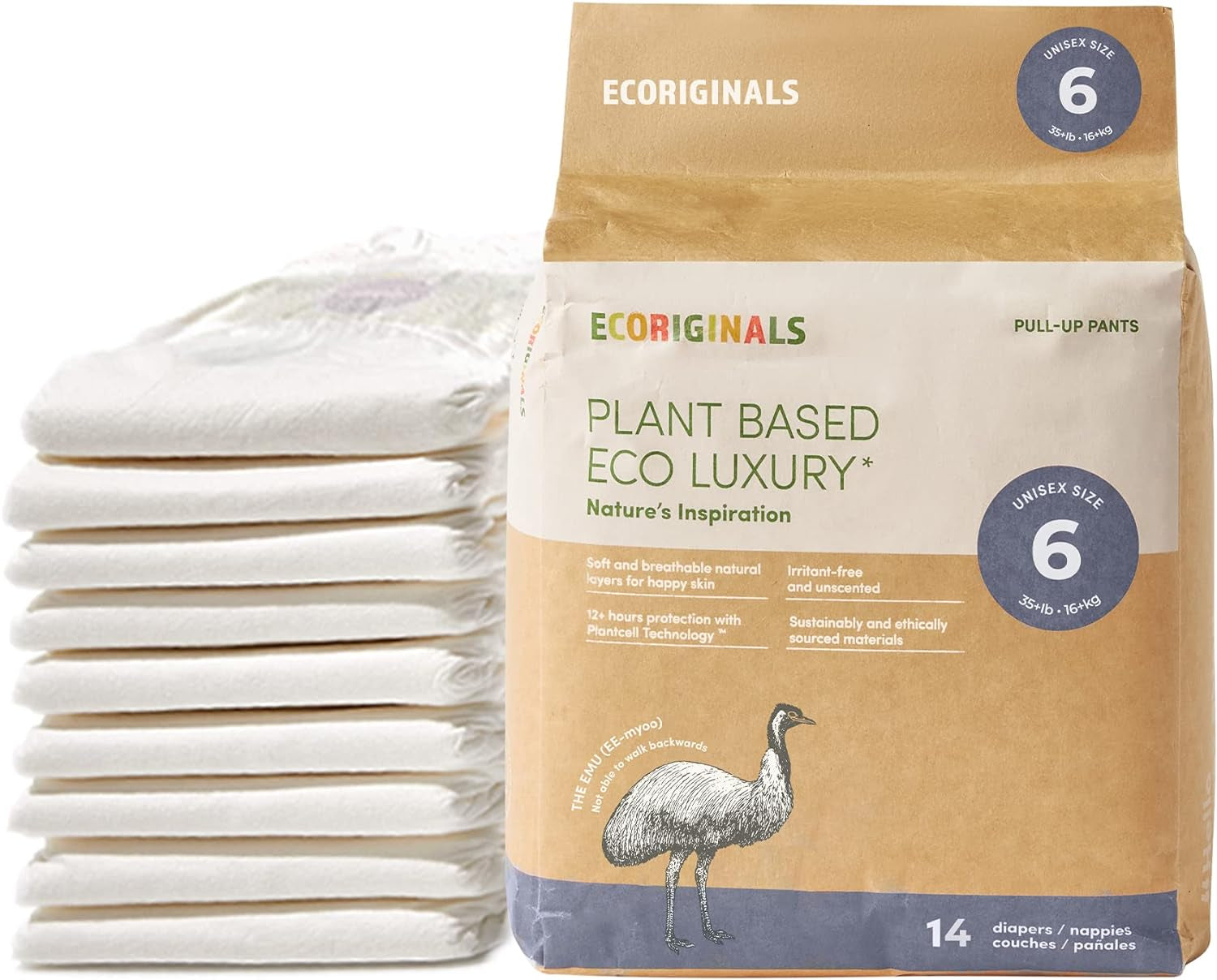 Eco Disposable Hypoallergenic Diapers | Newborn plus Baby Size 1, 5-11Lbs | 1 Pack, 28 Count | Plant-Based, Non-Toxic