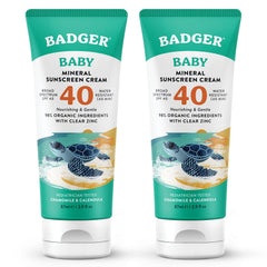 Badger SPF 40 Baby Reef Safe Natural Mineral Sunscreen Cream with Clear Zinc Oxide, Broad Spectrum & Water Resistant, Chamomile, 2.9 Fl Oz