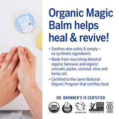 Dr. Bronner'S - Organic Magic Balm - Baby Unscented, Made with Organic Beeswax & Hemp Oil, Moisturizes & Soothes Hands, Face & Body (2 Oz, 2-Pack)