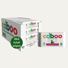 Caboo Tree Free Baby Wipes, Eco Friendly Naturally Derived Baby Wipes for Sensitive Skin, 12 Resealable Peel Tab Travel Packs, 72 Wipes per Pack, Bulk Total of 864 Wipes