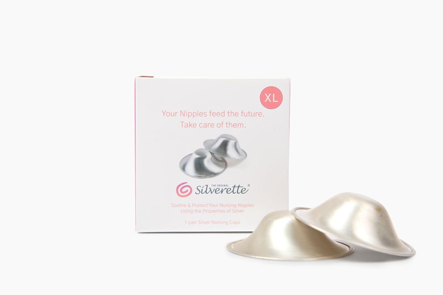 SILVERETTE the Original Silver Nursing Cups, Silverettes Metal Nipple Covers for Breastfeeding, Nursing Shield, 925 Silver Nipple Cover Guards, Soothe and Protect Sore Nipples -Made in Italy