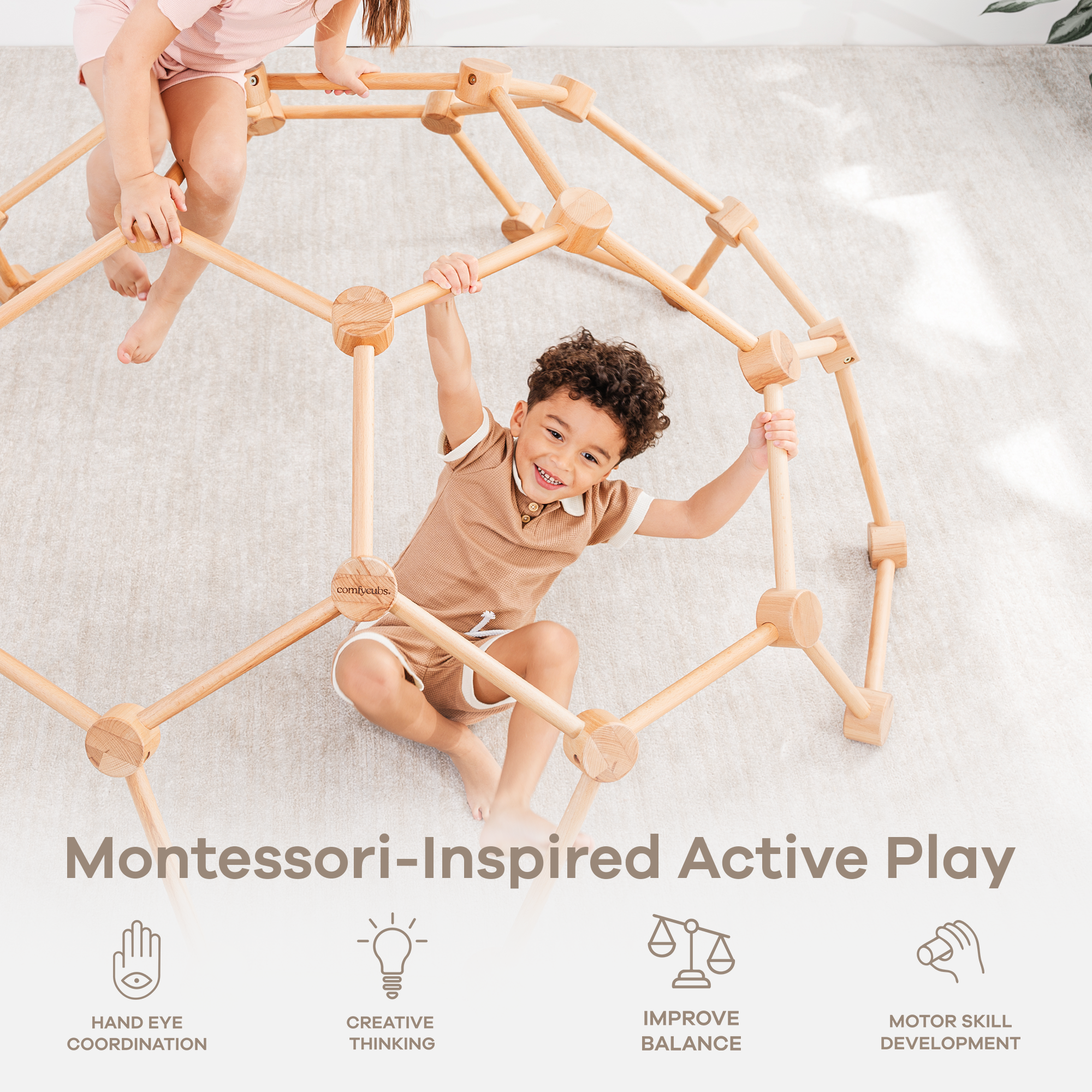 Wooden Climber for Kids in Natural Wood