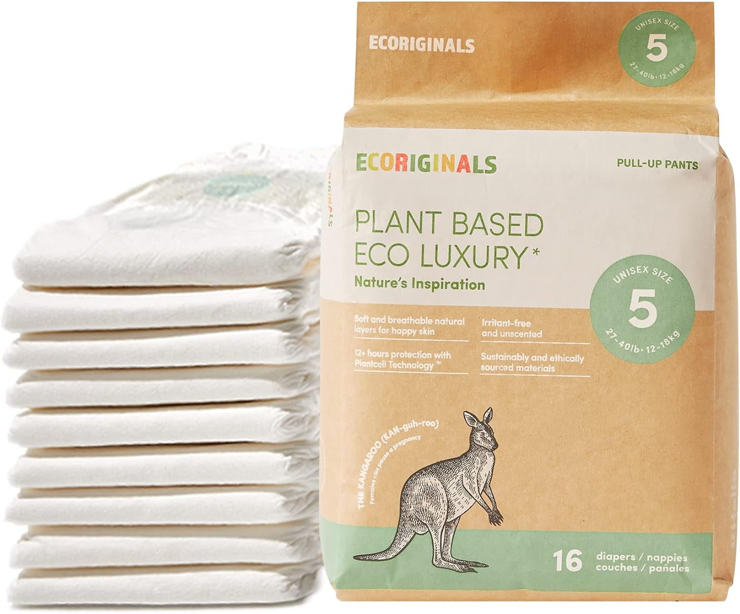 Eco Disposable Hypoallergenic Diapers | Newborn plus Baby Size 1, 5-11Lbs | 1 Pack, 28 Count | Plant-Based, Non-Toxic