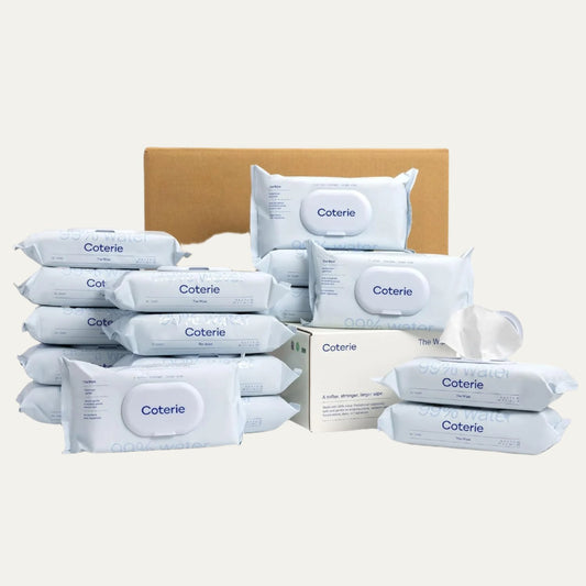 Coterie Baby Wipes, 16 Pack, 896 Count, Unscented Wipes, 99% Purified Water, Plastic-Free & Plant-Based Fibers, Fragrance Free Hypoallergenic Sensitive Skin Baby Essentials, Clean Ingredients