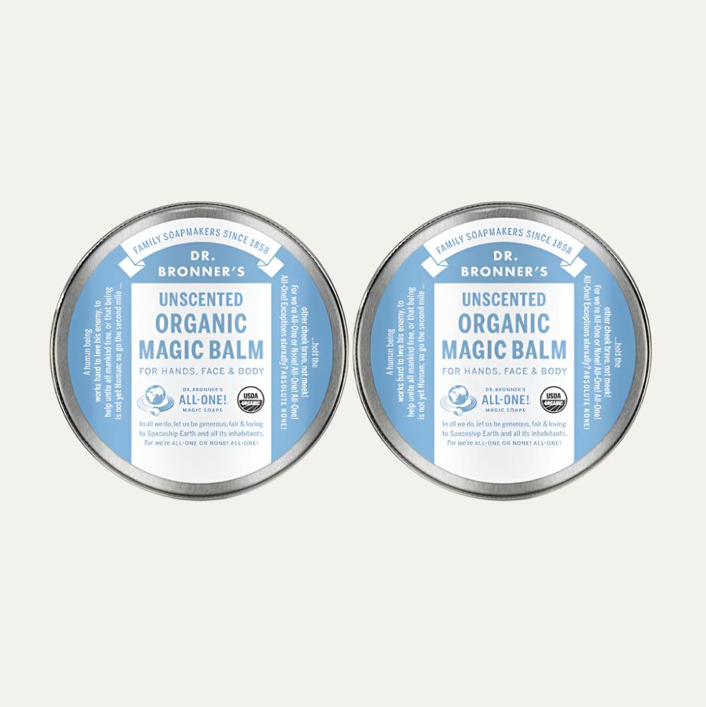 Dr. Bronner'S - Organic Magic Balm - Baby Unscented, Made with Organic Beeswax & Hemp Oil, Moisturizes & Soothes Hands, Face & Body (2 Oz, 2-Pack)