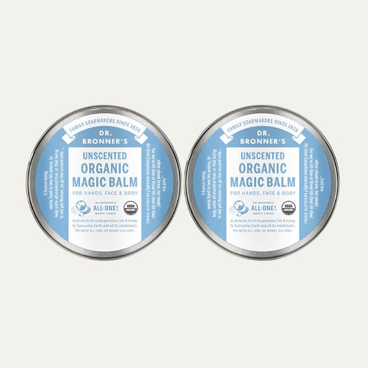 Dr. Bronner'S - Organic Magic Balm - Baby Unscented, Made with Organic Beeswax & Hemp Oil, Moisturizes & Soothes Hands, Face & Body (2 Oz, 2-Pack)