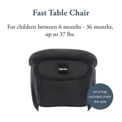 Inglesina Fast Table Chair, Black - High Chair for Babies & Toddlers 6-36 Months - Fits Tables 0.8'' to 3.5'' Thick - Collapsible, Portable Design - Includes Travel-Friendly Bag - BPA Free