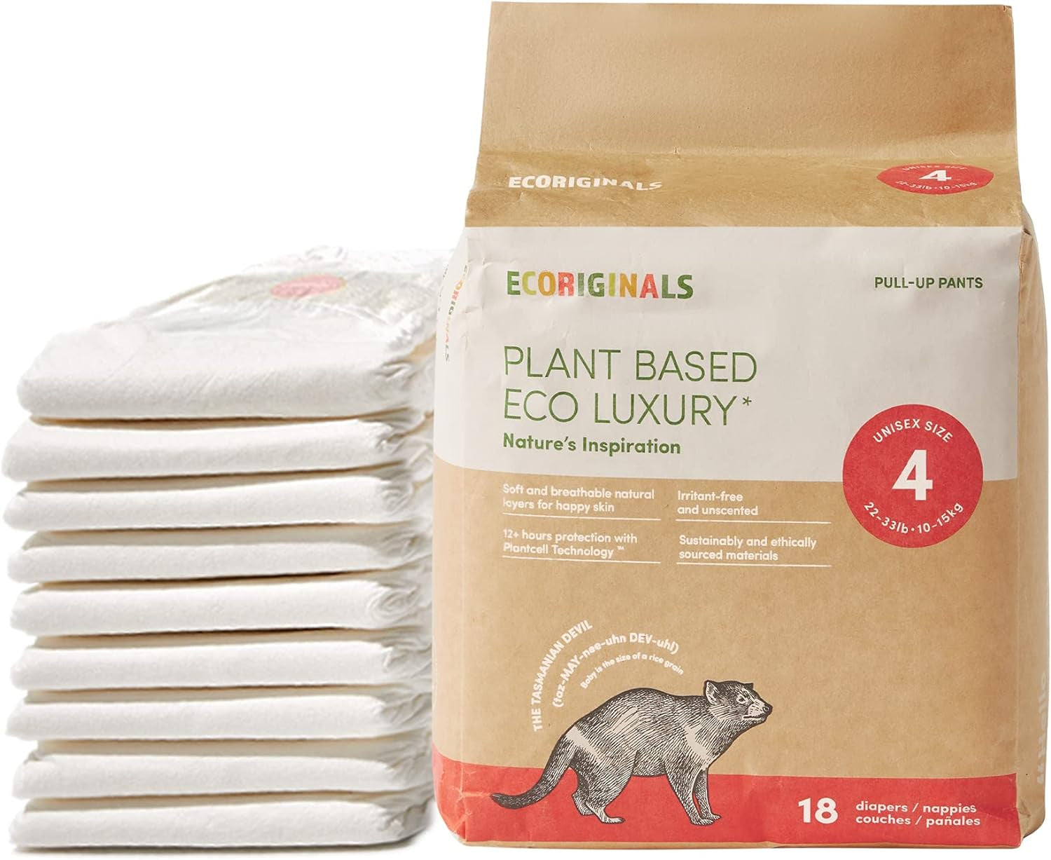 Eco Disposable Hypoallergenic Diapers | Newborn plus Baby Size 1, 5-11Lbs | 1 Pack, 28 Count | Plant-Based, Non-Toxic