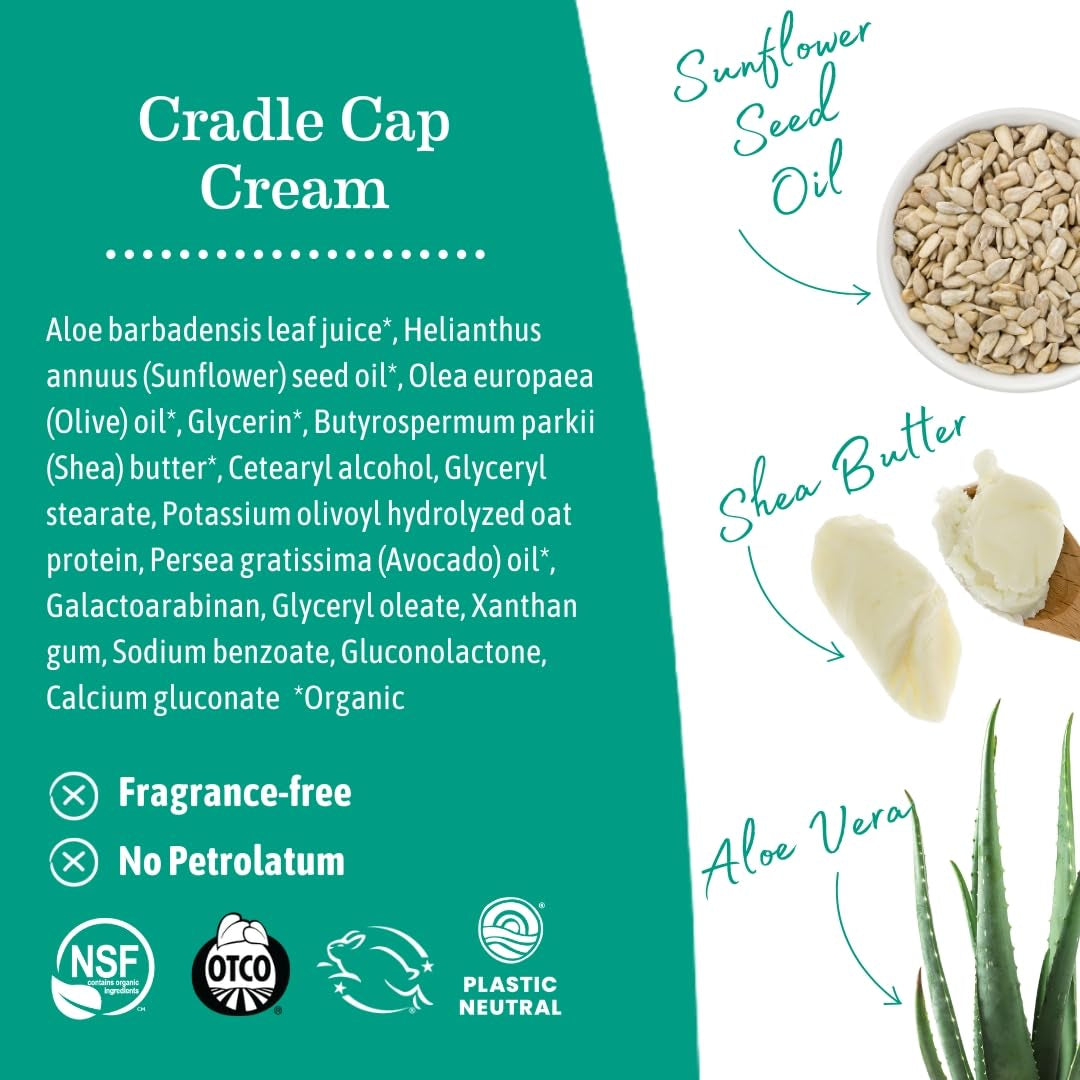 Earth Mama Cradle Cap Cream, 2 Oz – Gentle Cradle Cap Cream for Babies, Organic Scalp Moisturizer to Help Soften Flakes, Cradle Cap Kit Essential (Pack of 2)