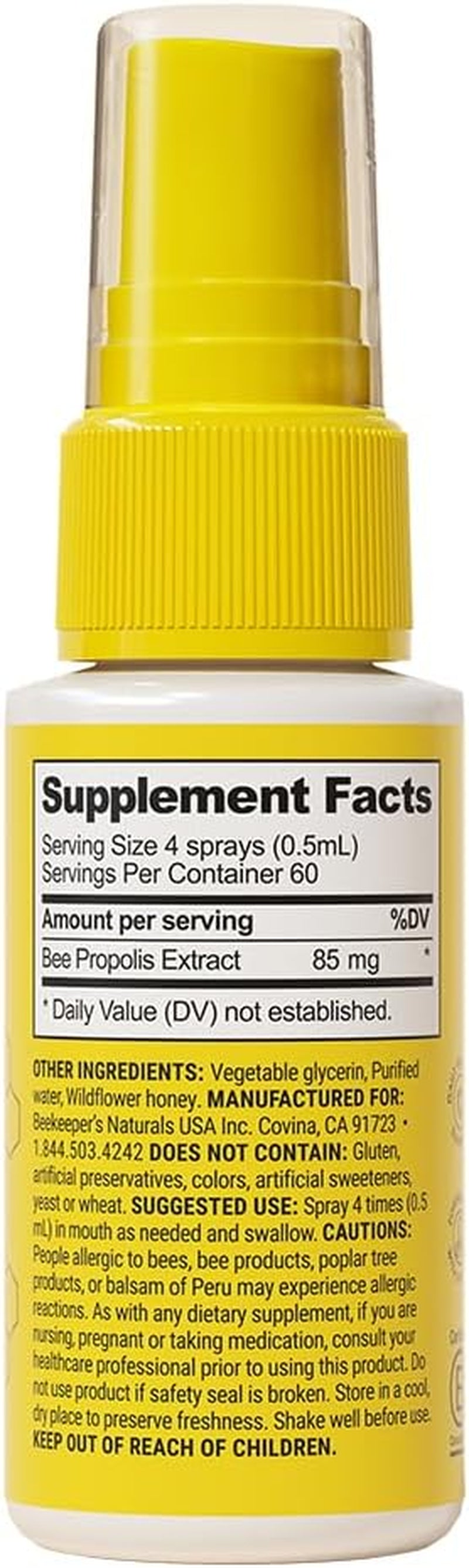 Propolis Throat Spray by Beekeeper'S Naturals - 95% Bee Propolis Extract, Natural Immune Support & Sore Throat Relief - Antioxidants, Keto, Paleo, Gluten-Free (1.06 Oz)(Pack of 1)