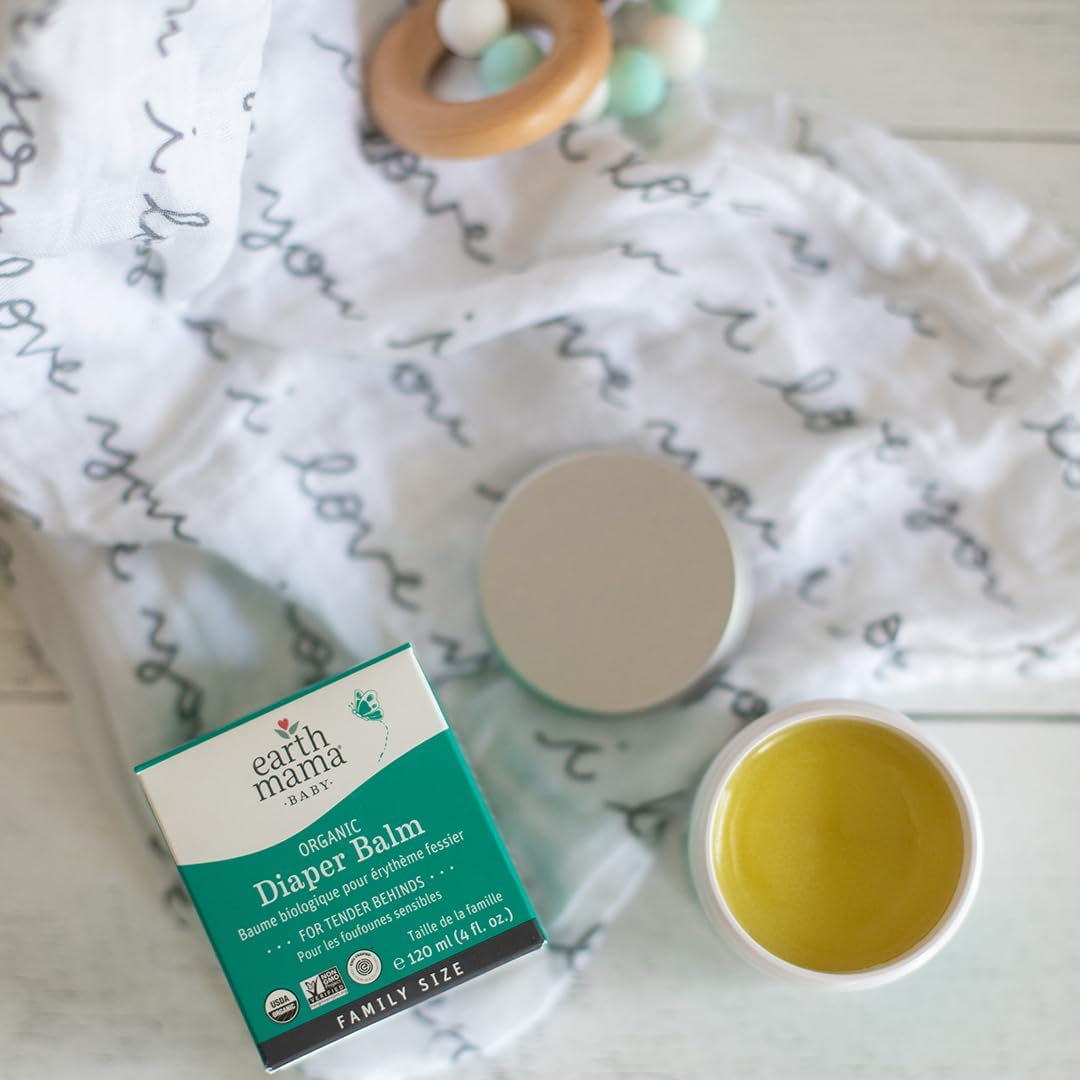 Earth Mama Organic Diaper Balm - 4 Fl Oz - Diaper Cream for Baby - Safe for Sensitive Skin - Baby Essentials