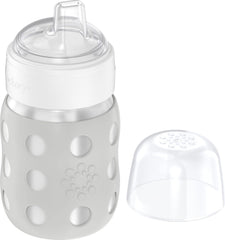 Lifefactory 8-Ounce Stainless-Steel Vacuum-Insulated Wide-Neck Baby Bottle with Sippy Nipple, Stone Gray, LS2251WCG4