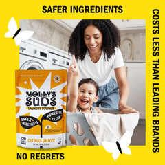 Molly'S Suds Original Laundry Detergent Powder | Clean Laundry Detergent Powder for Sensitive Skin | Simple, Effective Ingredients, Stain Fighting | 120 Loads (Citrus Grove)