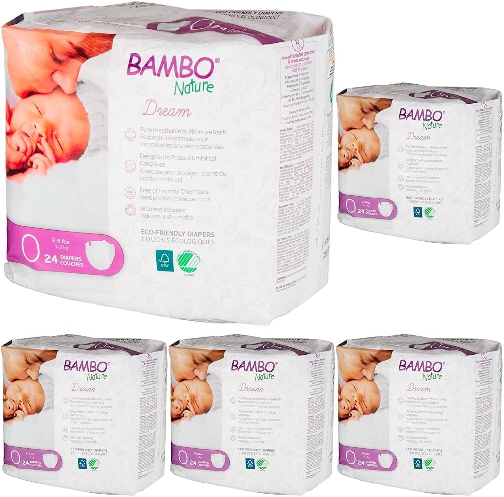 Bambo Nature Premium Baby Diapers (SIZES 0 to 6 AVAILABLE), Size 1, 36 Count